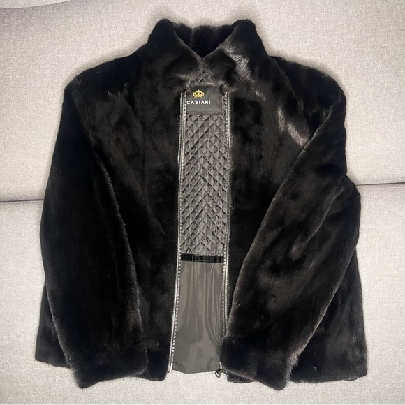 Casiani Black Fur Mink Coat Jacket - Picture 1 of 5